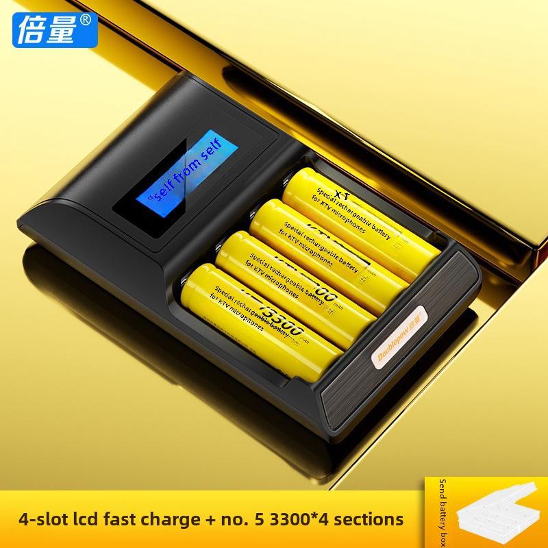 2x 5th Gen 1.2V Rechargeable Battery Set with Intelligent Light, 3300mAh, for Microphones
