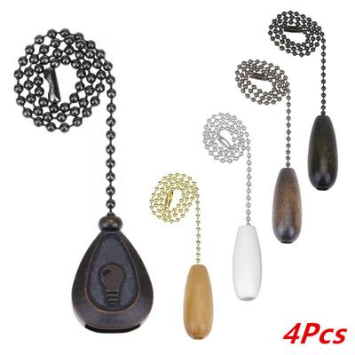 Wooden Fan Chain Pulls 4Pcs: Ceiling Light Lamp Pendant Extension Pull Chains for Home Decoration Replacement