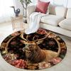 Deer Pattern Round rug,Carpet Rug for Living Room Bedroom Sofa Playroom Decor,Non-slip Floor Mat,Holiday Gifts and Birthday Gifts.