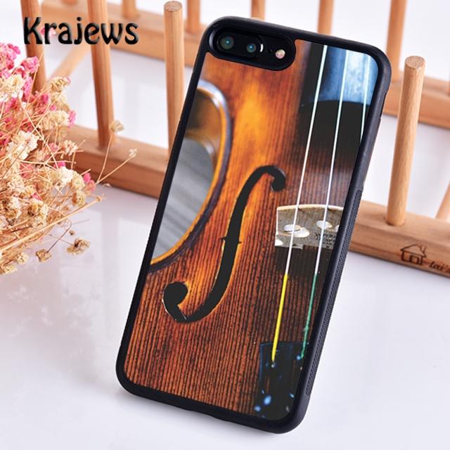 Krajews Elegant Wooden Violins Bow Sheet Music Phone Case For iPhone 17 Air 16 15 14 Plus 11 12 13 Pro Max Coque Fundas