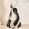 Women Plus Size Printed Two Piece Set Short Sleeve Cardigan Strappy V Neck Flared Dress