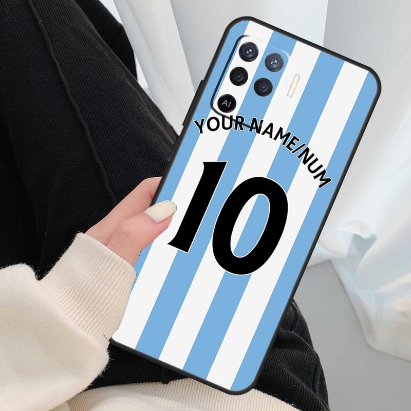Personalised Football Number Strips Phone Case For OPPO A5 A9 2020 A31 A53 A53S A1K A15 A16 A52 A72 A83 A91 A93 A54 A74 A94