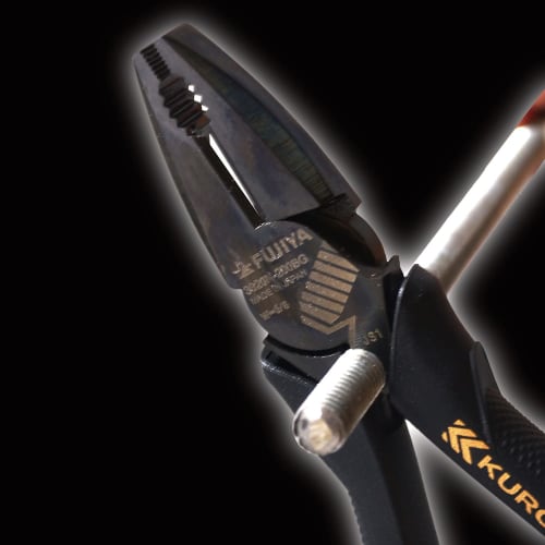 Fujiya Eccentric Power Pliers, Black Gold, with Deburring Function, 225mm, 3020N-225BG