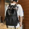 Fashion Trend Casual Pu Backpack Men'S Fashion Solid Color Backpack College Bag
