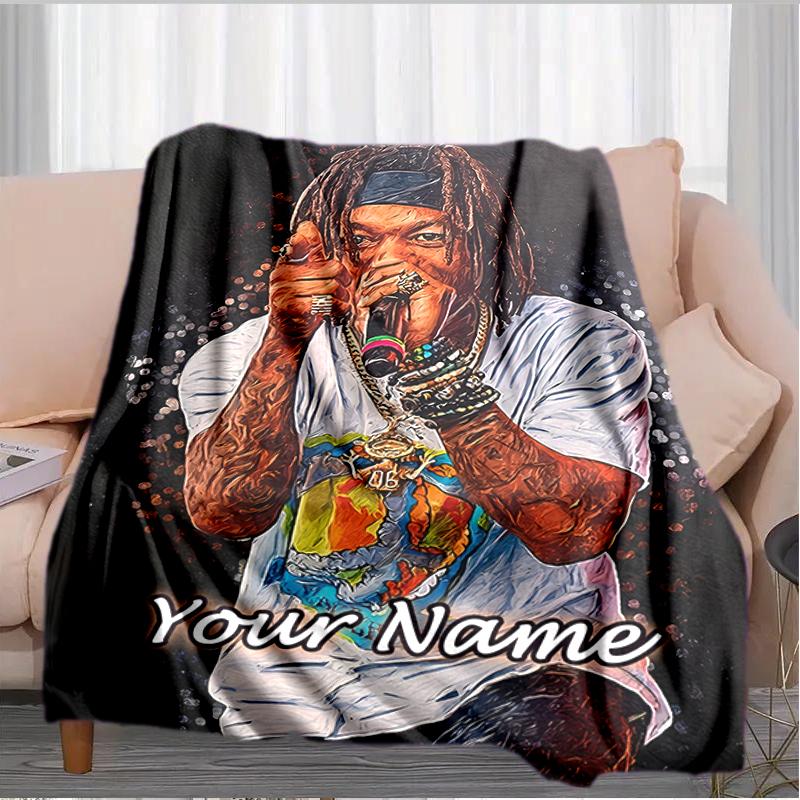 1PC Custom Name Rap Star Energy Style Flannel Blanket Versatile,all-season Throw Suitable for the Living Room,bedroom,camping,travel,and Gift