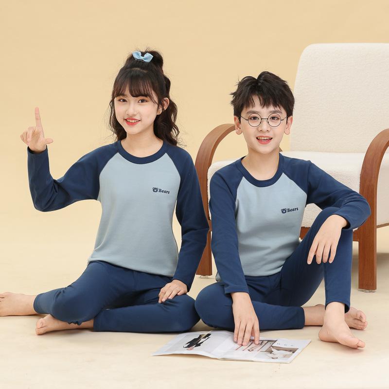 Children's Cotton Pajama Set: Boys' & Girls' Warm Flannel Base Layer for Autumn