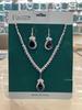 Two Piece Retro Light Luxury Zircon Water Drop Ear Hook Necklace European and American Jewelry Set for Women