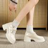 2025 autumn new retro Korean skirt platform Mary Jane shoes women's French pearl sweet thick heel small leather shoes