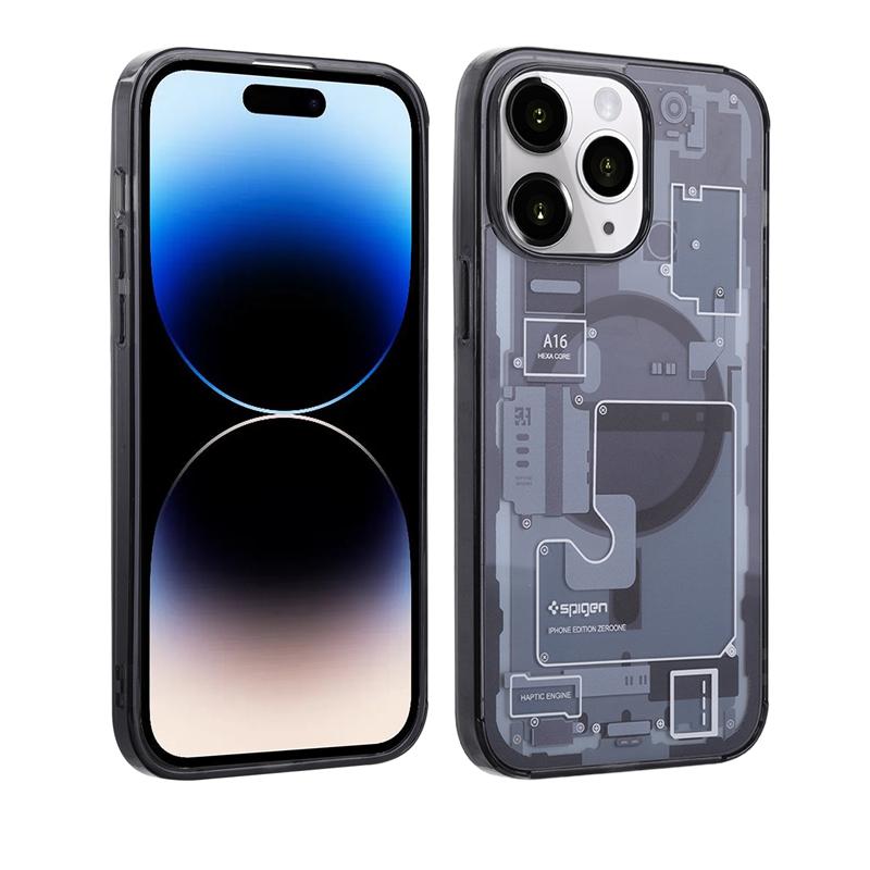 Luxury Spigen Circuit Board Phone Case For iPhone 15 14 13 12 11 Pro Max Plus Magsafe Magnetic Wireless Charging Acrylic Cover