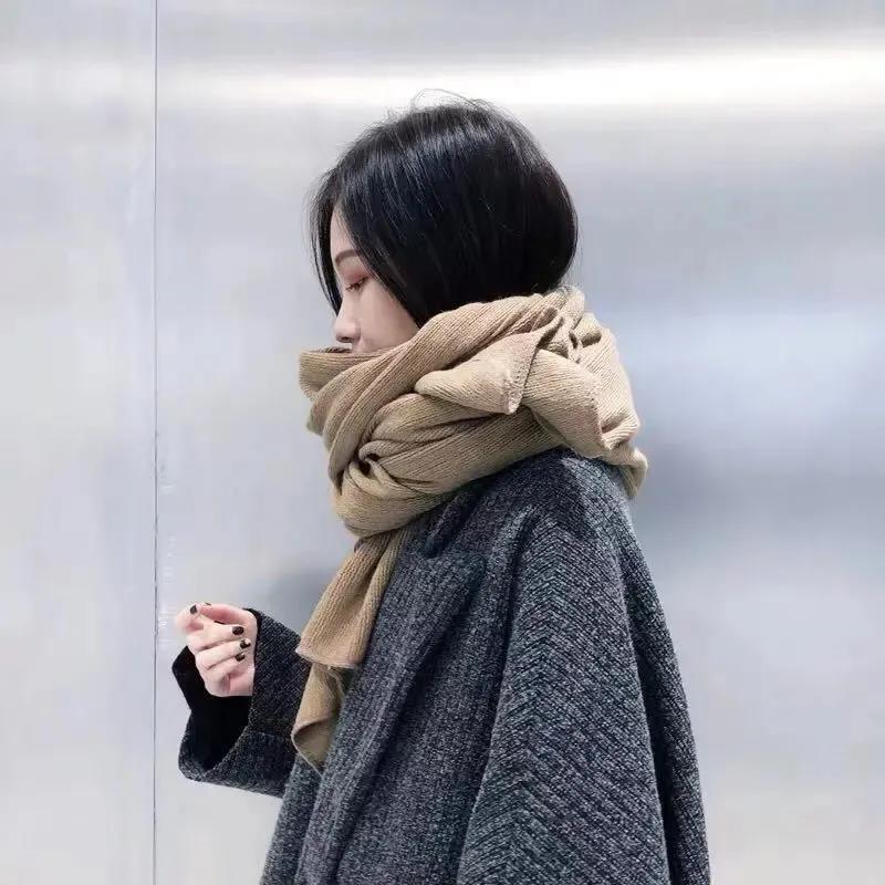 Autumn and Winter Women's Scarf Imitation Cashmere Thickening Fashion Warm Scarf Pure Color Wild Scarf Shawl