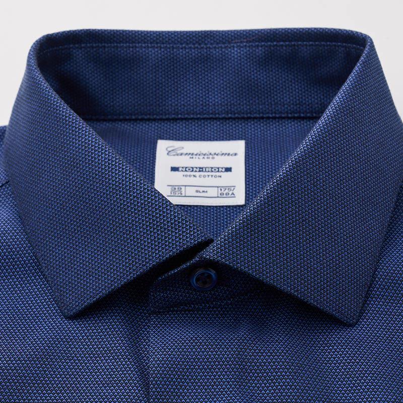 CAMICISSIMA Men's Blue Non-Iron Long Sleeve Shirt