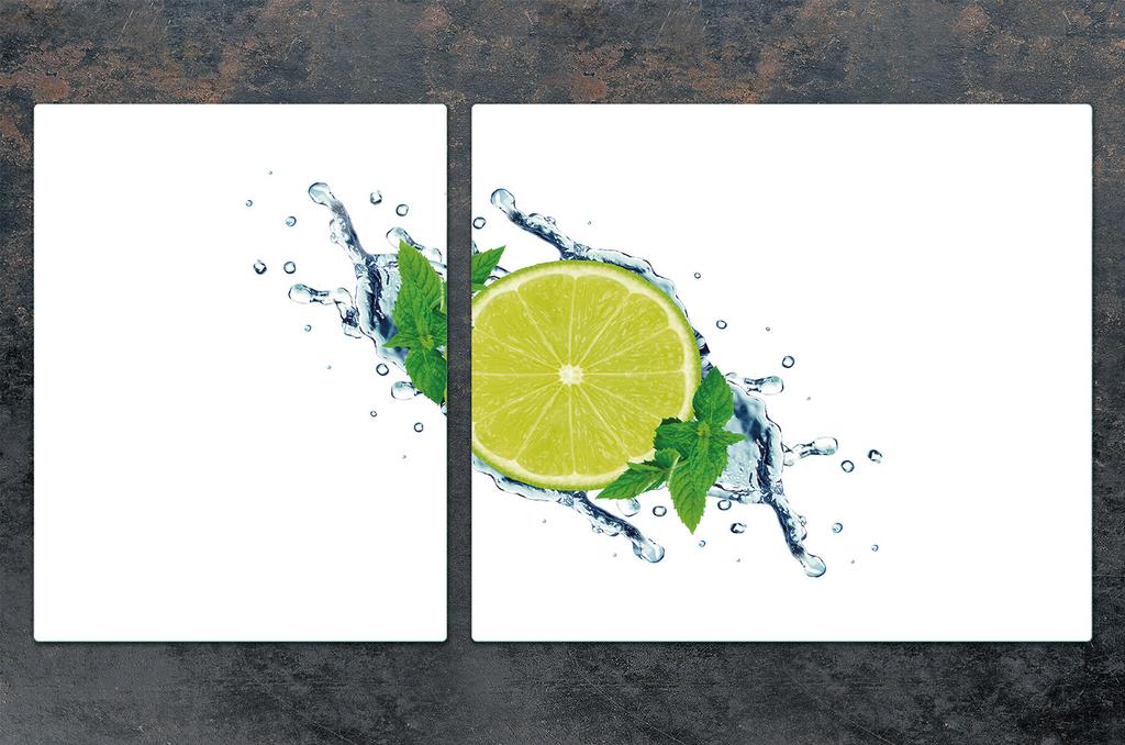 SZKLANA PŁYTA i DESKA DO KROJENIA 100x52 LIMONKA