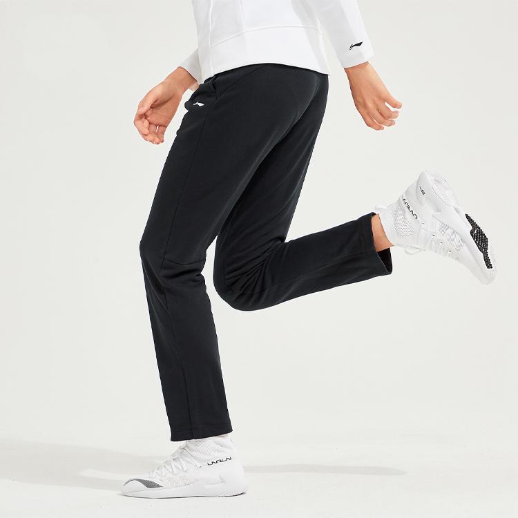 Li Ning Training Series Solid Color Fleece Sports Pants Women Pants Black AKLP456-2