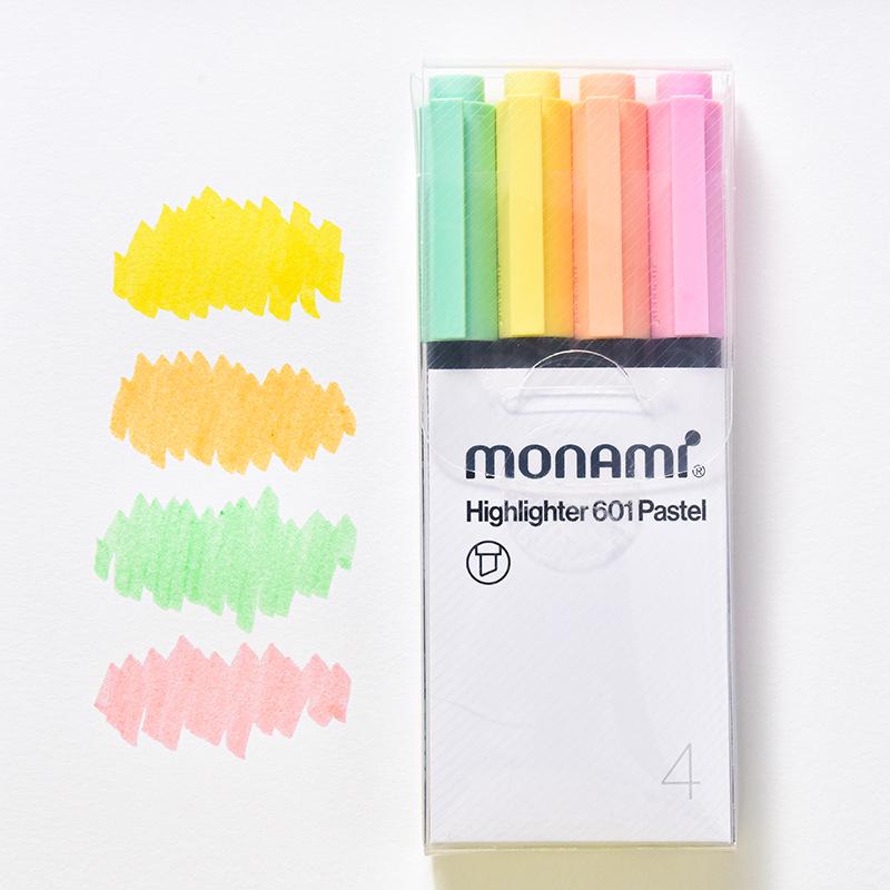 Monami 601 Korean Fluorescent Marker Pens, 12 Colors, Large Capacity, Creative Design (06021)