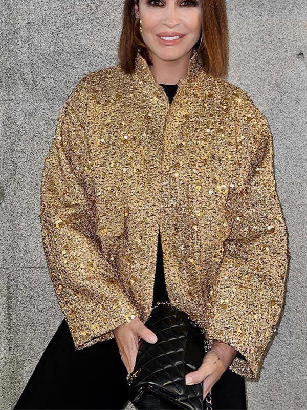 2025 European & American Spring Women's Stand Collar Sequin Jacket