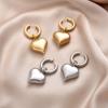 Classic Stainless Steel Heart Pendant Round Hoop Earrings For Women Gold Silver Color Big Statement Female Jewelry Earrings Gift