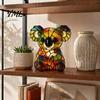 Pastoral Style Study Table Lamp Vintage Stained Glass Desk Lamp, Cute Animal Night Light, Decorative Bedroom Bedside Decor Ornament Reading