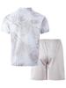 2025 Men's Beach Digital Print Zipper Polo & Shorts Set