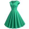 IELGY Kurzärmliges, einfarbiges Kleid im Retro-Hepburn-Stil mit hoher Taille