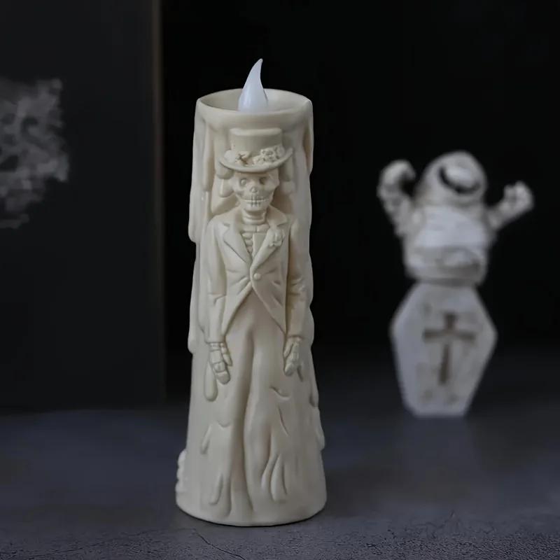 LED Halloweenová kostlivá lampa Svítící svíčka Hororová dekorační rekvizita Duch Ženich Nevěsta Pár lampy Párty ozdoba Halloweenová výzdoba