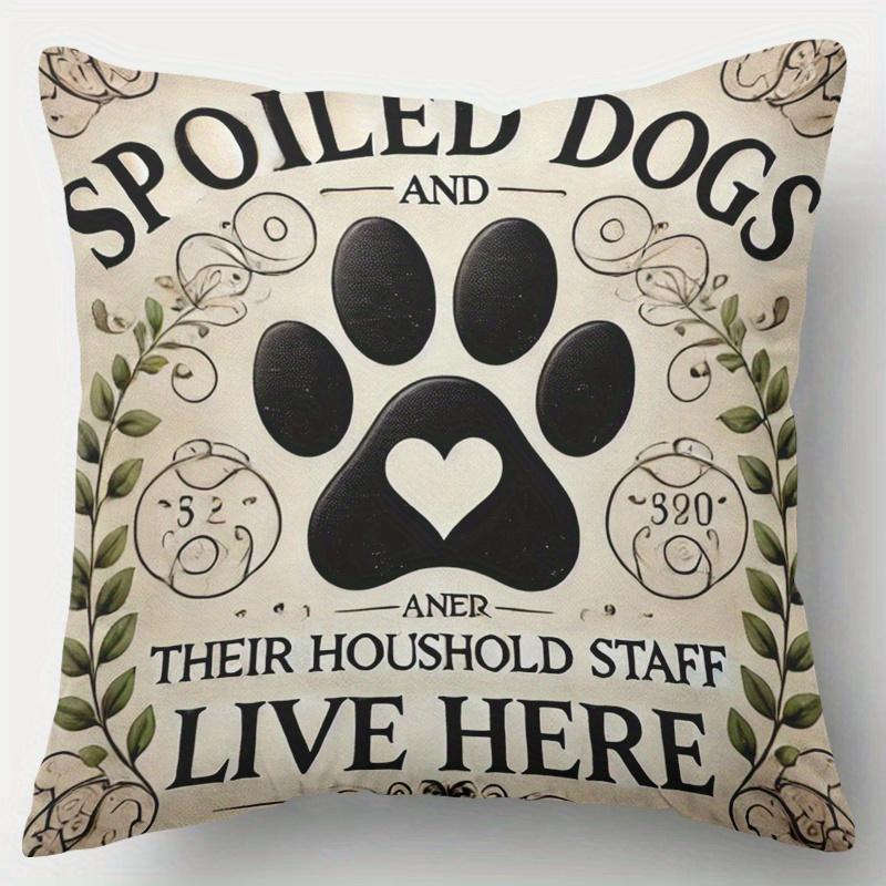 Spoiled Dog Lives Here Holiday Theme DoubleSided Pillow Cover Zippered Cushion Case for Sofa Home Decor
