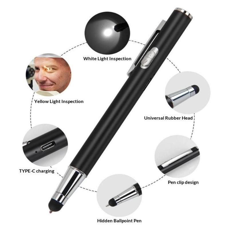 Doctors Nurses Use Pen Light TYPE-C Rechargeable LED Flashlight for Pupil Oral ENT Eye Check
