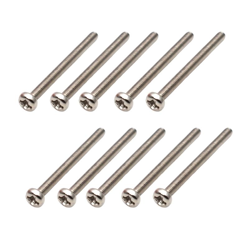 Guitar Bridge Replacement Screws, 10Pcs Metal Fasteners with Rounded Pan-Style Head and Fully Threaded Shafts for Mounting
