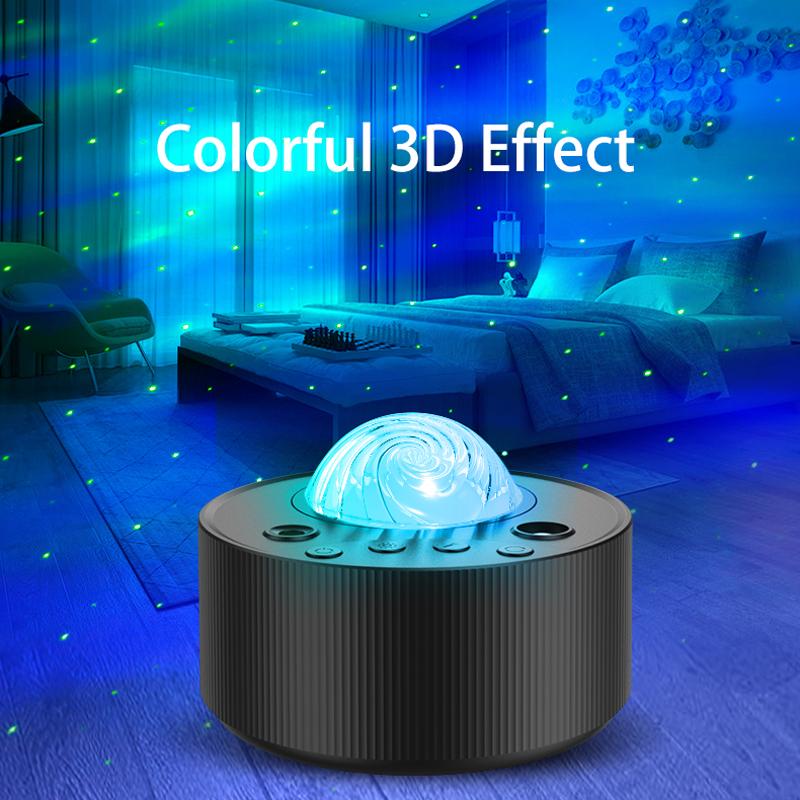 

K-1090 Northern Lights Projection Lamp USB Moon Light LED RGB Laser Night Light with 7 Brightness Level Adjustable (Laser Version) Black