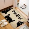 Cute Cat Welcome Door Mat Funny Cartoon Black Cat Letter Print Design Entryway Rug Soft Non-slip Entrance Carpet for Front Door
