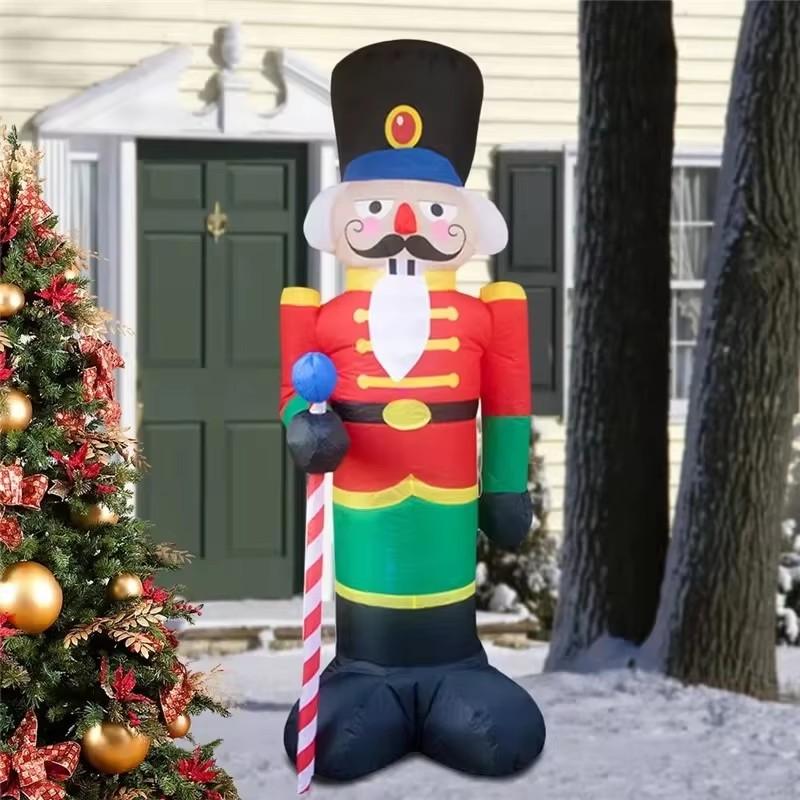 Christmas Inflatable Decoration Toy Nutcracker Built-in LED Lights Inflatable Model Outdoor Ornament Xmas Party New Year