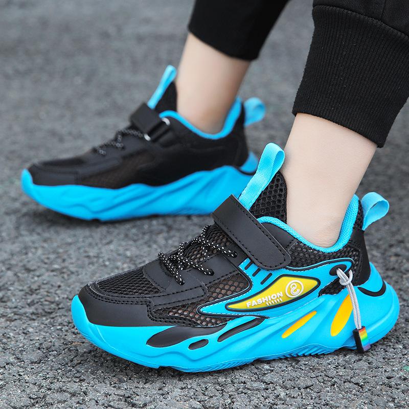 Boys' sneakers 2025 spring and summer new mesh breathable solid bottom dad shoes single net children's casual shoes