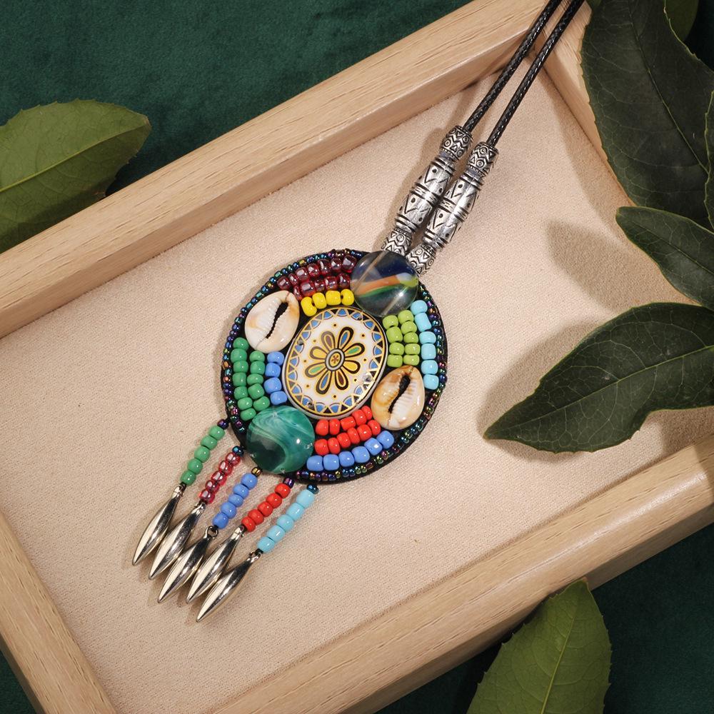 Bohemian Ethnic Leather Tassel Necklace