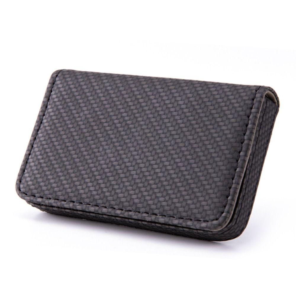 

& Woman With Magnetic Buckle PU Leather Business Card Holder Card Pocket Card Case Name Card Holder Black-02