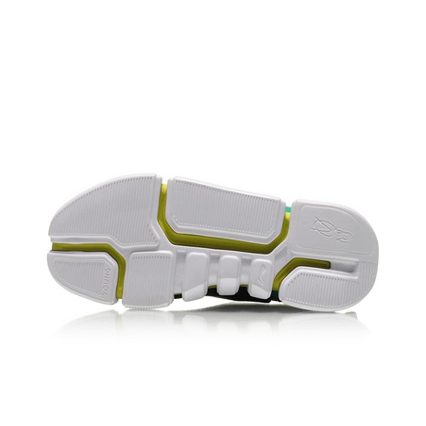 Li Ning Youth  Childrens Paris Fashion Week Trendy Casual Mid-Top Basketball Shoes Kids Sneakers Black Green YKBN048-5