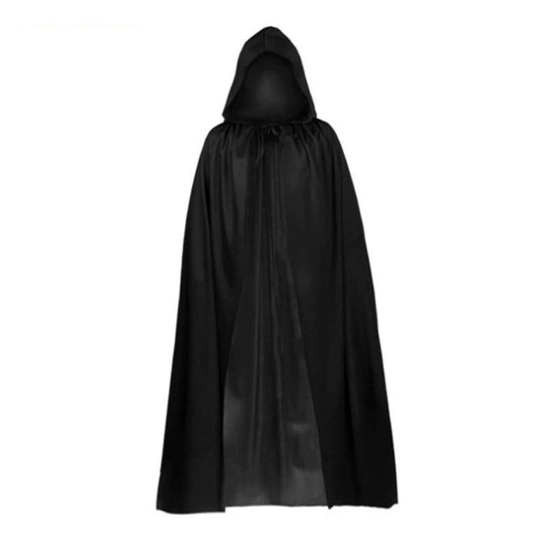 Hood Cloak Cosplay Medieval Long Cape Halloween Party Women Men Adult Long Mage Witchcraft Wicca Robe Conceal Gown Reenactment