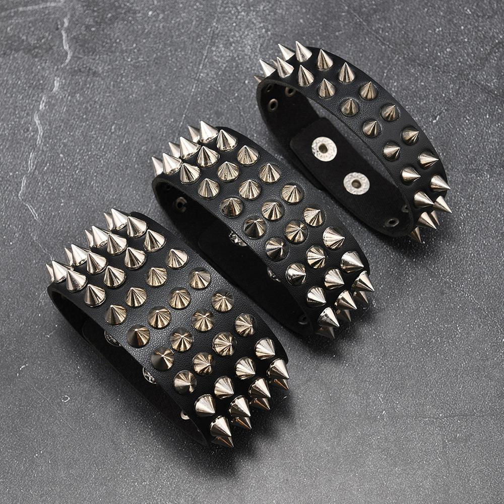 Punk Studded Bracelet Goth Bracelet Leather Rivets Spike Bracelet Cuff Adjustable Metal Wristband Gothic Accessories for Men
