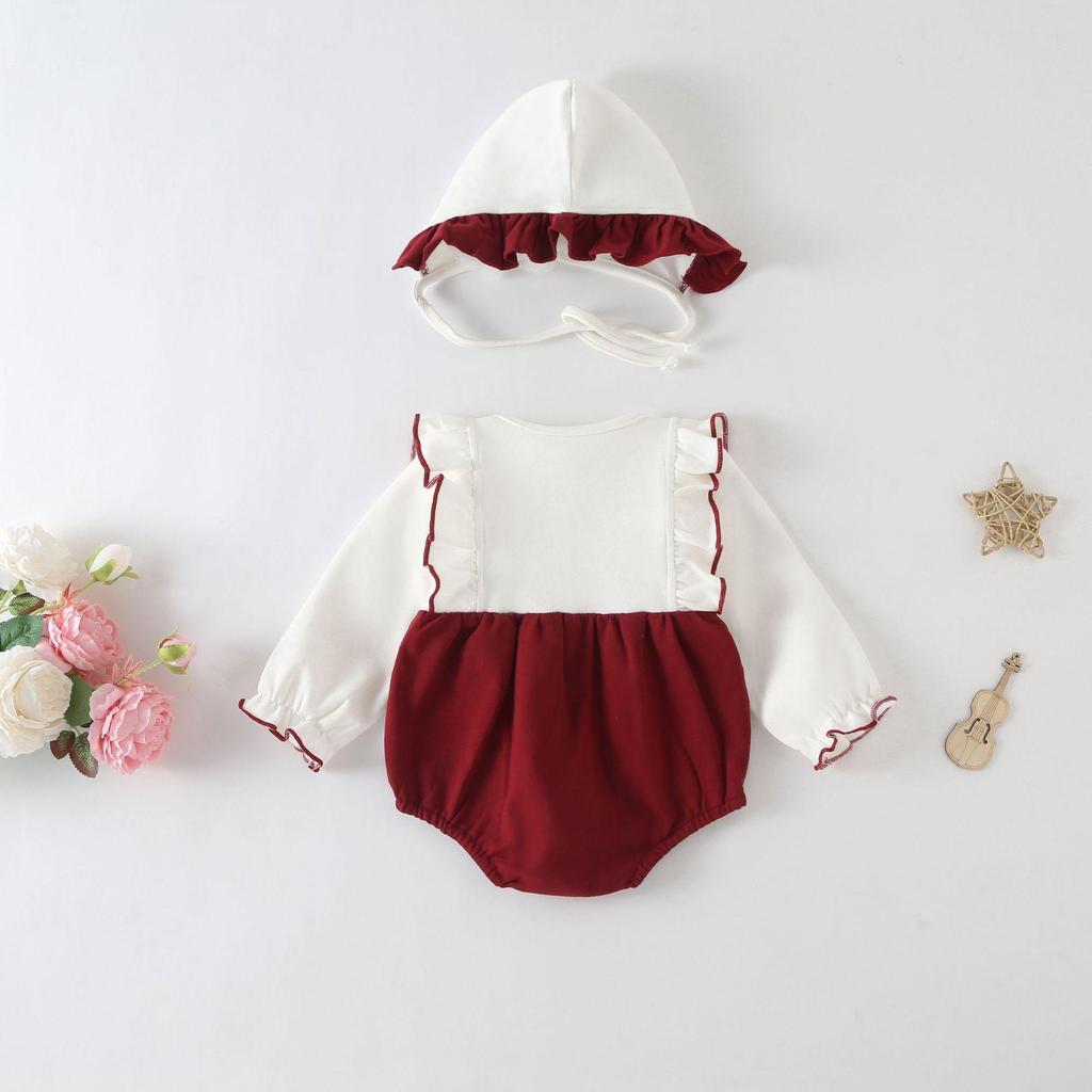Newborn Baby Girl Autumn Romper: Princess 100-Day One-Piece for Spring & Autumn