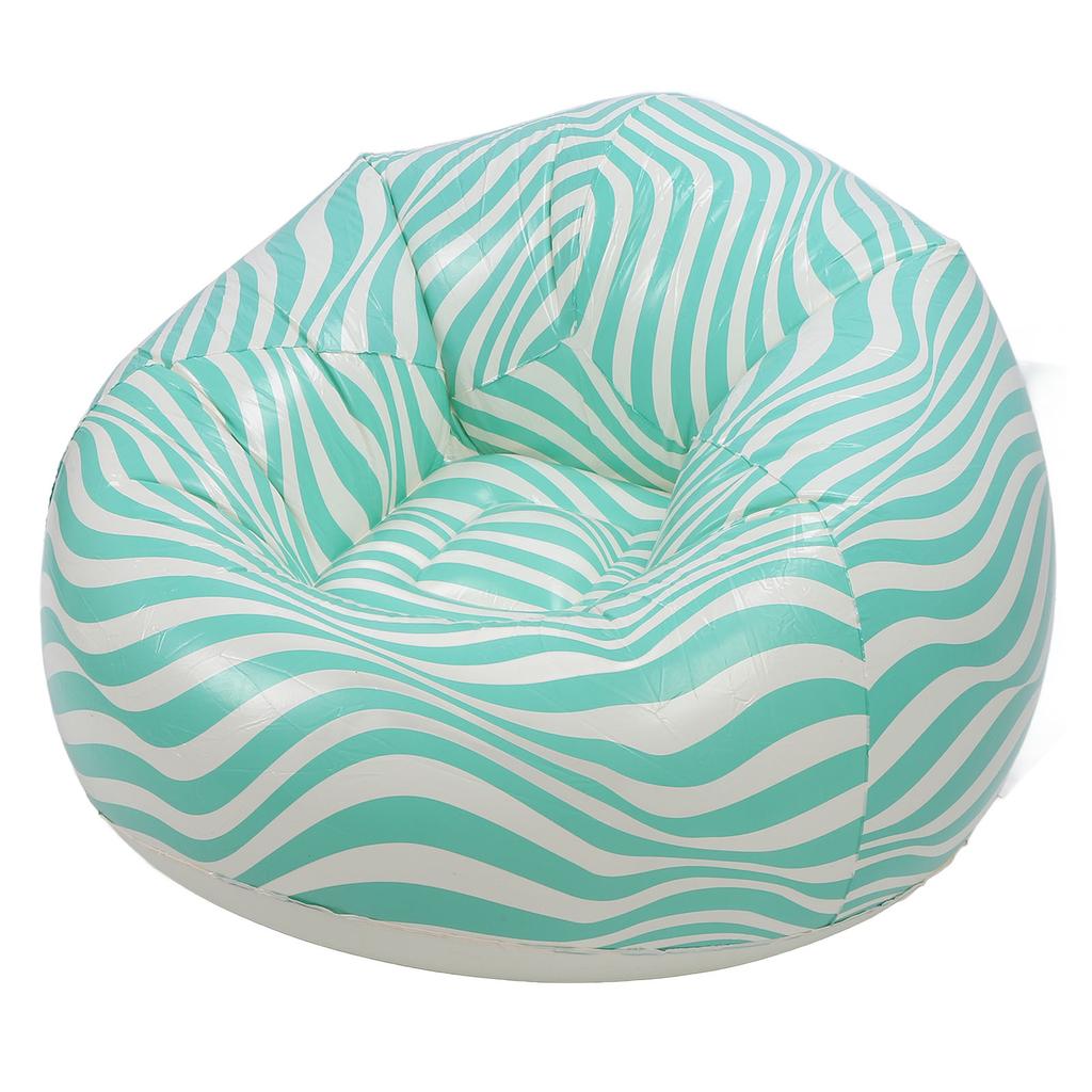 Aufblasbarer Stuhl PVC Wellenstreifenmuster Ergonomisches Design Minimalismus Aufblasbarer Sitzsackstuhl Grün