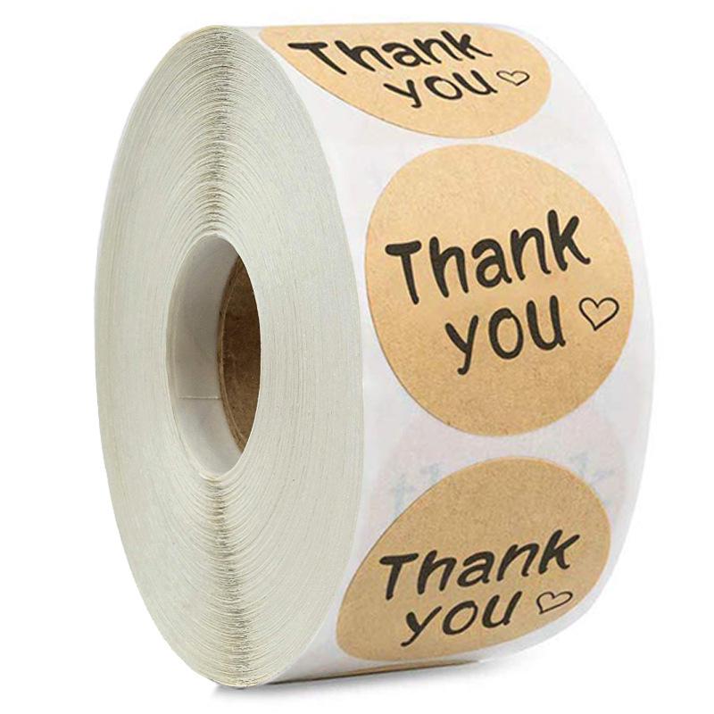 500 Kraft Paper Thank You Sealing Stickers for Handmade Dessert and Cake Gifts