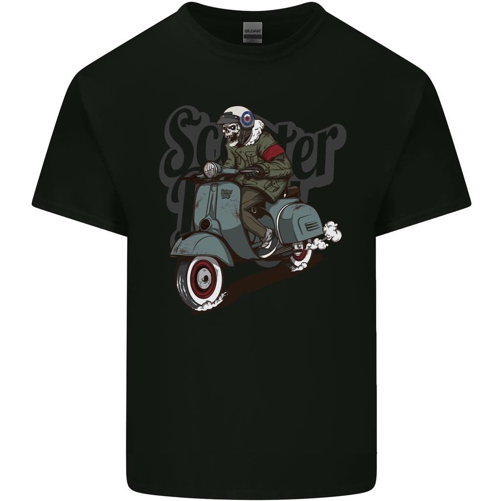 Scooter Skull MOD Motorcycle Biker Unisexs Light Cotton TShirt