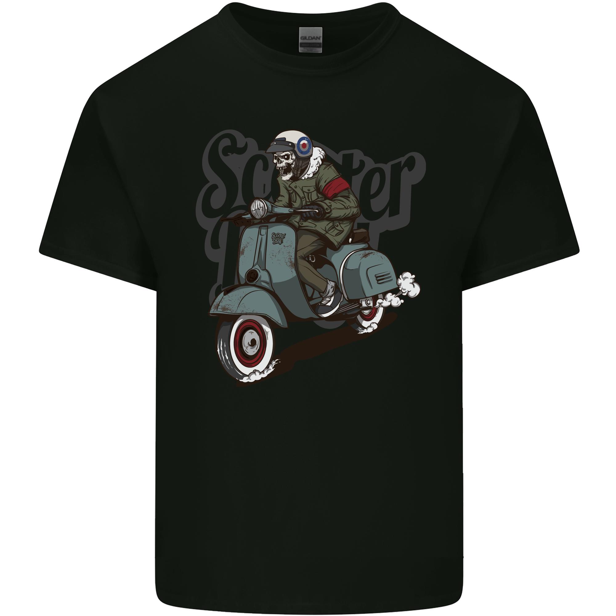 Scooter Skull MOD Motorcycle Biker Unisexs Light Cotton TShirt S