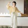 Chinese Song Dynasty Style Round Neck Shirt And Bloomers Hanfu For Women Daily Spring And Summer Suit