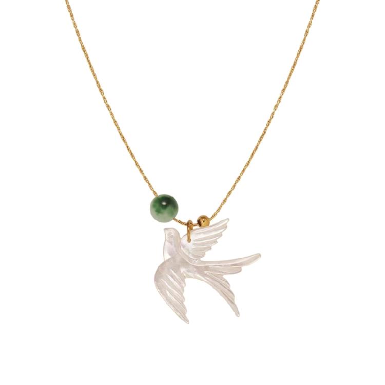 

Stylish Swallow Clavicle Necklace Contemporary Cultural Design Anti Tarnish Alloy Resin Comfortable Neck Jewelry