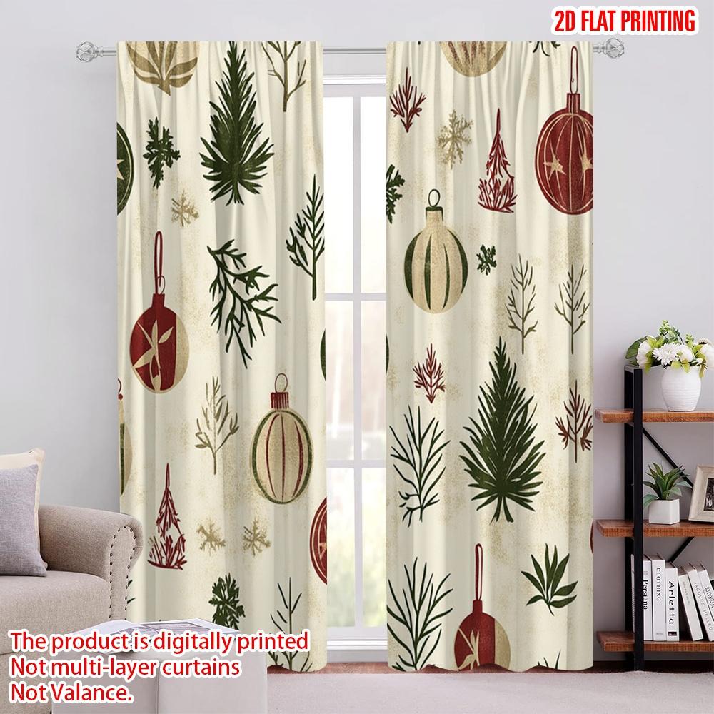

2pcs,2D plane printing Curtain Popular Christmas Ornament Trees Stars (3) Versatile 100% Polyester (without rod) Decorations 52.50 × 116.00 cm 2 pcs