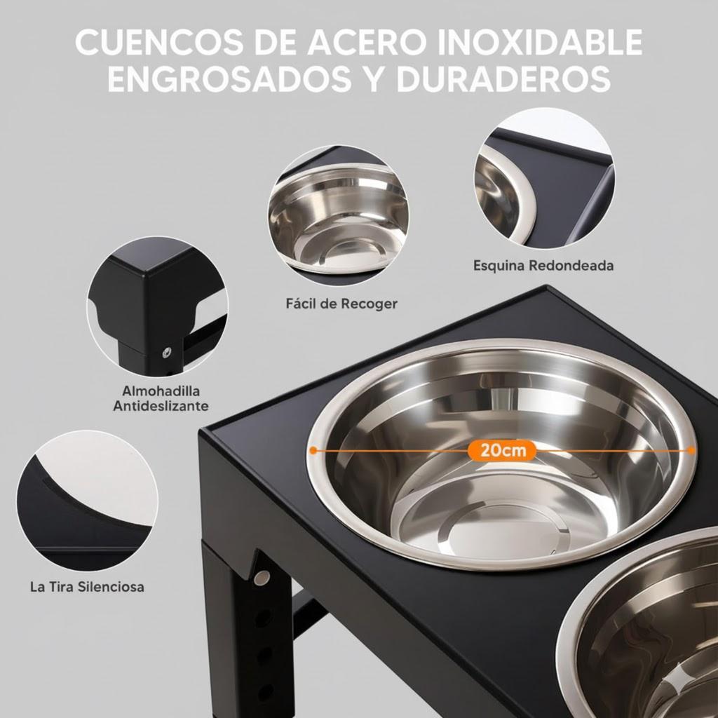 Elevated Dog Feeder Bowls Adjustable Raised Stand with Double Stainless Steel Food Water Bowls Small Medium Large Dogs