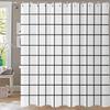 Black and White Plaid Pattern Shower Curtain Abstract Bohemian Fabric Shower Curtain with Hooks Waterproof Bathroom Decoration
