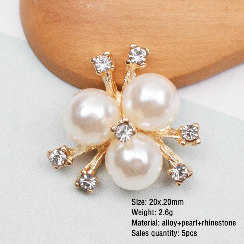 Rhinestone Brooch Buttons Embellishments Button Flat Back Pearl Flower Button For DIY Craft Jewelry Wedding Hair Accessory Decor