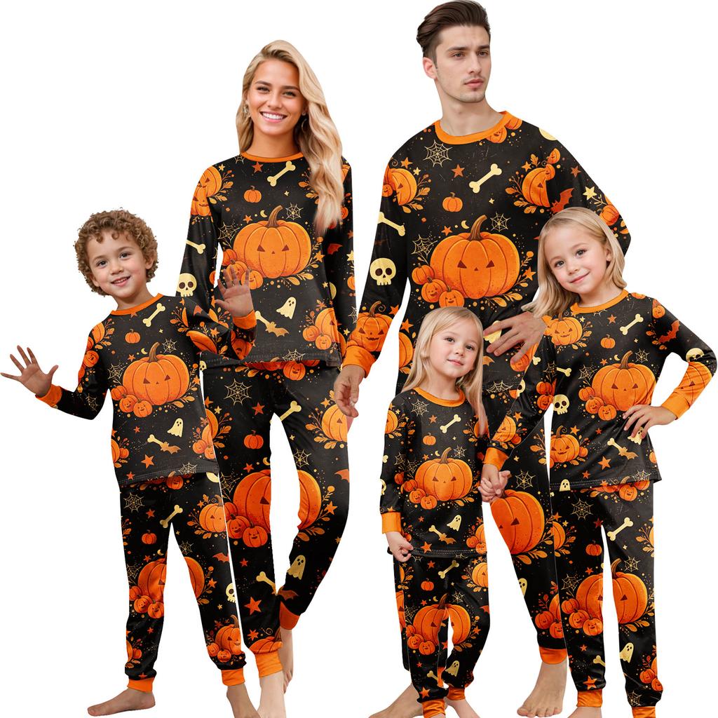 Family Matching Halloween Pajama Set Long Sleeve Top and Pants Loungewear for Parents and Kids