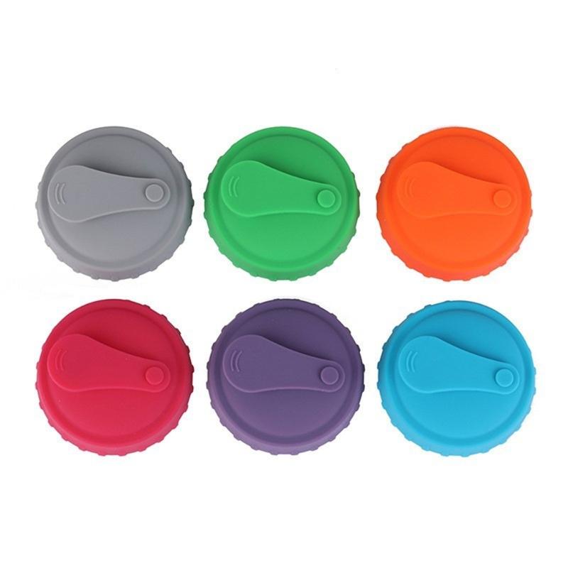 Set of 6 Silicone Beverage Can Lids Beer Can Caps Covers Portable Drink Sealers Assorted Color Lid Protectors Tool