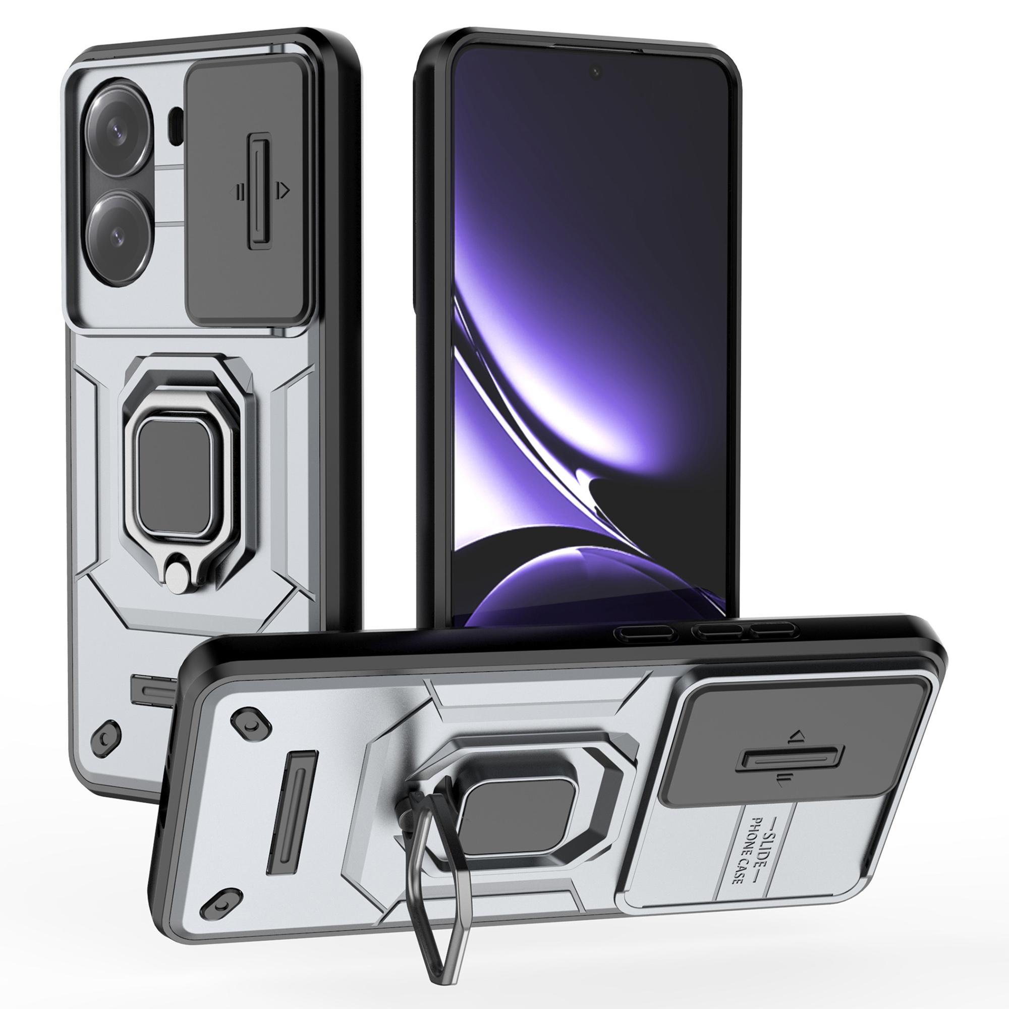 

Для Xiaomi Poco X7 Pro 5G/Redmi Turbo 4 5G Чехол PC+TPU Подставка Защита телефона с крышкой для объектива Grey